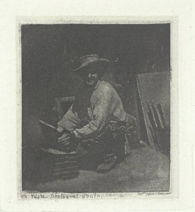 Kneeling Mason, februar-marts 1854, trykt 1982. af Charles Nègre
