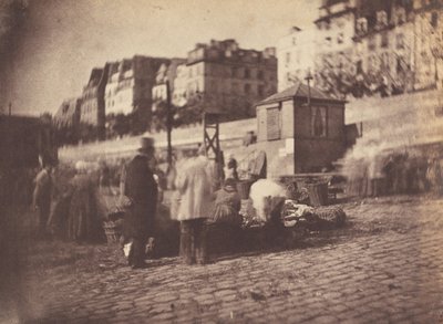 Paris markedsscene ved havnen i... før februar 1852. af Charles Nègre