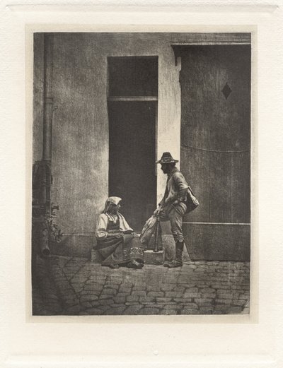 Tavle IV – Pifferaro stående og italiensk bonde siddende, i retten ved Quai Bourbon 21 af Charles Nègre, André Jammes