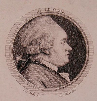 Portræt af Joseph Le Gros (1739-93) graveret af Simon Charles Miger (1736-1820) (gravering) af Charles Nicolas II (after) Cochin