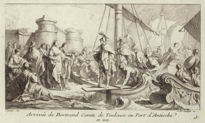 Ankomst af Bertrand, greve af Toulouse, til havnen i Antiochia, for at tage hans styre over Tripoli amt af Charles Nicolas II Cochin