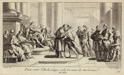 Fred mellem biskoppen og visegreven af Narbonne af Charles Nicolas II Cochin