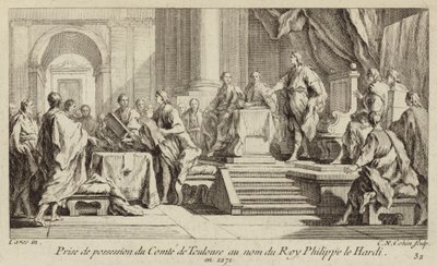 Besiddelse af grevskabet Toulouse taget i navnet på kong Filip III af Frankrig af Charles Nicolas II Cochin