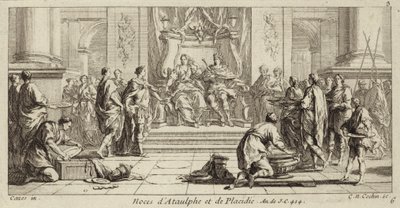 Bryllup af Galla Placidia og Ataulf, kongen af vestgoterne, Narbonne, 414 (gravering) af Charles Nicolas II Cochin