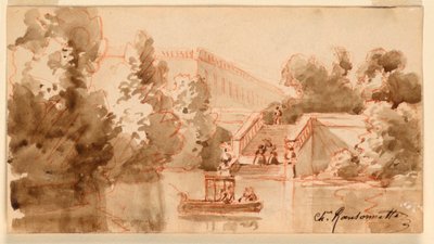 Imaginær udsigt over slottet Vaux-le-Vicomte af Charles Nicolas Ransonnette