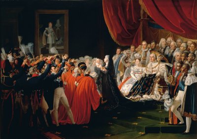 Frankrig, Versailles, Hertuginden af Berry præsenterer hertugen af Bordeaux for tilskuerne af Charles Nicolas Raphael Lafond