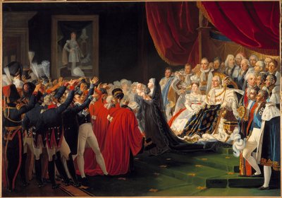 Hertuginden af Berry præsenterer sin søn hertugen af Bordeaux for folket og hæren: Marie Caroline de Bourbon Sicilien, hertuginde af Berry, præsenterer sin søn hertugen af Bordeaux for folket og for hæren i nærværelse af kong Ludvig XVIII, omgiver af Charles Nicolas Raphael Lafond