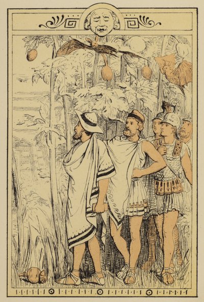 Historier fra Lucian: At nærme sig drømmenes by (farve litho) af Charles Oliver Murray