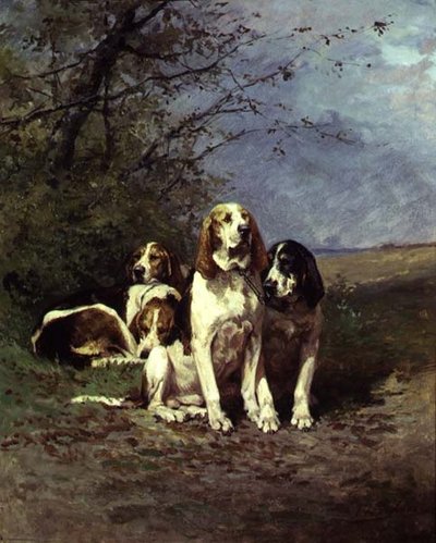 Hunde hviler (panel) af Charles Oliver de Penne