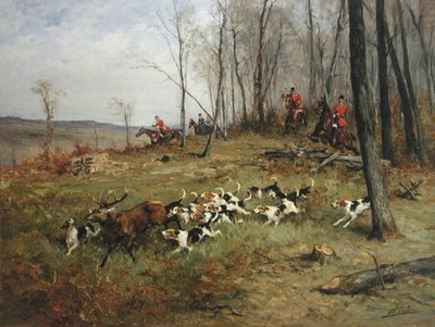 Jagten (olie på lærred) af Charles Oliver de Penne