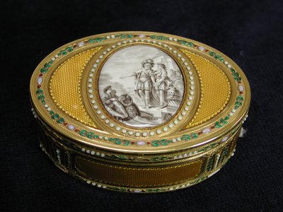 Snusdåse med miniature, der forestiller Telemachos afgang fra Egypten, 1780-81. af Charles Ouizille