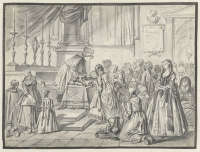 Kirkelig scene med korsdyrkelse langfredag af Charles Parrocel
