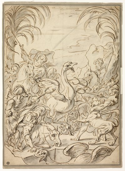 Strudsejagt af Charles Parrocel