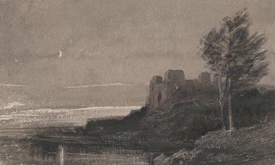 Et slot ved vandet ved måneskin af Charles Parsons Knight