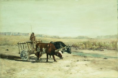 En oksevogn i New Mexico (olie på lærred) af Charles Partridge Adams