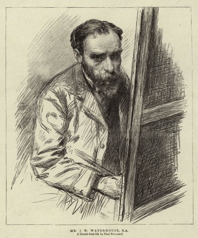 Mr J W Waterhouse, RA (litho) af Charles Paul (after) Renouard