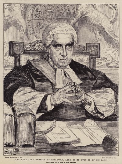 The Late Lord Russell of Killowen, Lord Chief Justice of England (litho) af Charles Paul (after) Renouard