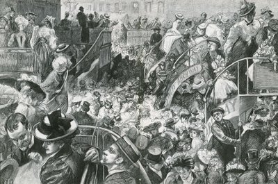 Et populært Cockney Resort: The Crowd ved foden af Highgate Hill på helligdage af Charles Paul Renouard