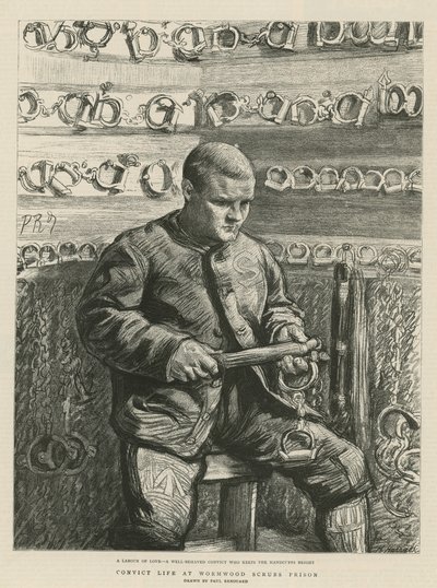 Fængselsdømt liv i Wormwood Scrubs Prison (gravering) af Charles Paul Renouard