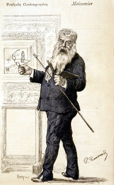 Portræt af Meissonier. Stik fra slutningen af 1800-tallet. af Charles Paul Renouard