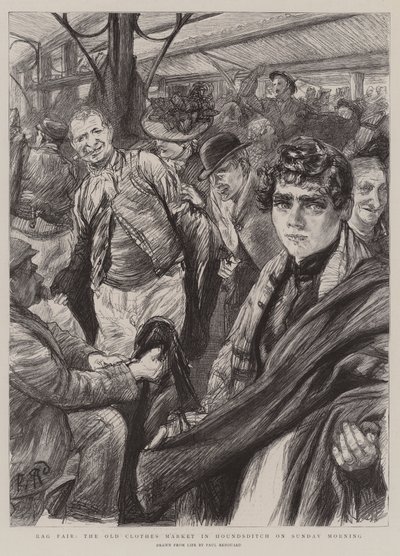Rag Fair, det gamle tøjmarked i Houndsditch søndag morgen af Charles Paul Renouard
