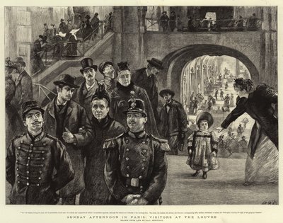Søndag eftermiddag i Paris, besøgende på Louvre af Charles Paul Renouard