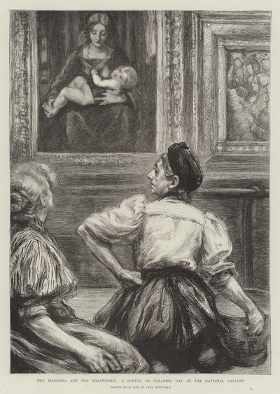 The Madonna and the Charwomen, en skitse på rengøringsdagen på National Gallery af Charles Paul Renouard