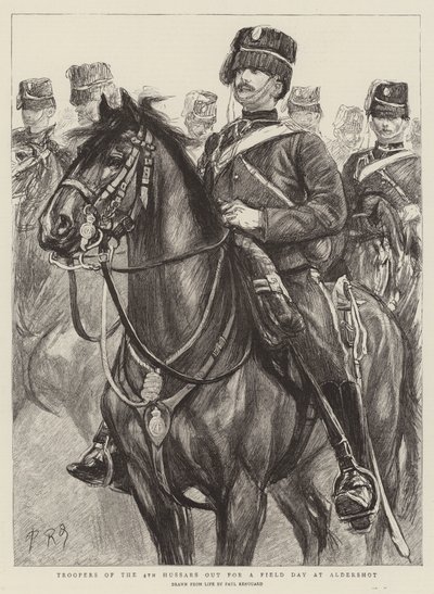 Troopers of the 4th Husars ude til en feltdag ved Aldershot af Charles Paul Renouard