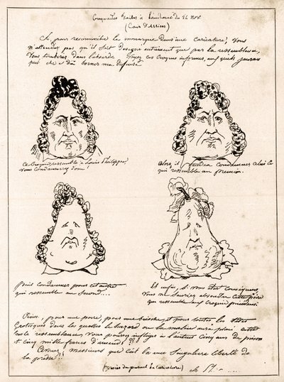 Croquades lavet ved høringen den 14. november - tegnefilm Louis Philippe i pære af Charles Philipon (1800-1862) - 1832 - (Louis-Philippe bliver gradvist til en pære) af Charles Philipon