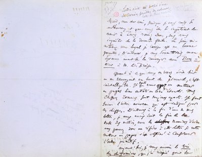 2. side i et brev til Baudelaires redaktør Auguste Poulet-Malassis (1825-78) vedrørende udgivelsen af 