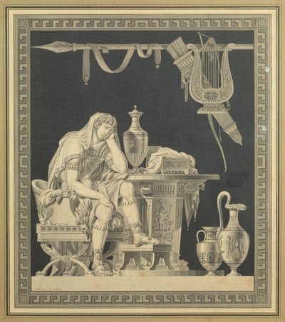 Achilleus sørger over Patroklos død af Charles Pierre Joseph Normand