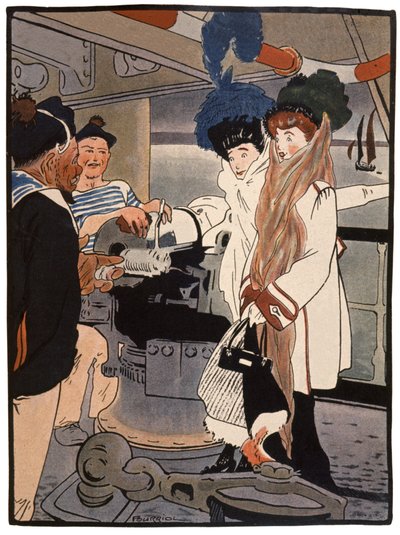 Krigsskib, ca. 1900 (tryk) af Charles Pourriol