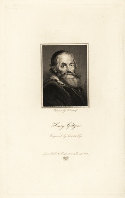 Portræt af Hendrick Goltzius, tyskfødt hollandsk grafiker, tegner og maler af Charles Pye
