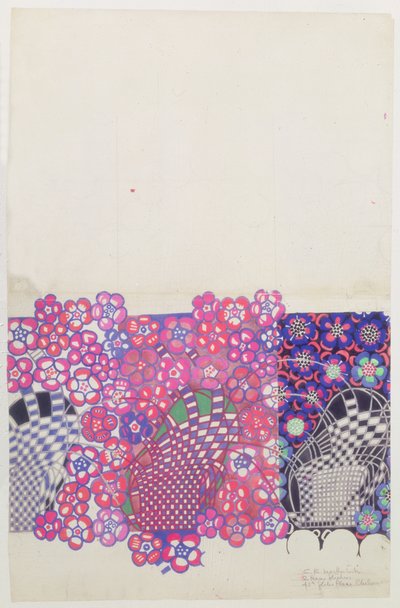 Blå og pink tobaksblomstdesign af Charles Rennie Mackintosh