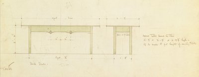 Design til et spisebord og et lille bord (akvarel) af Charles Rennie Mackintosh