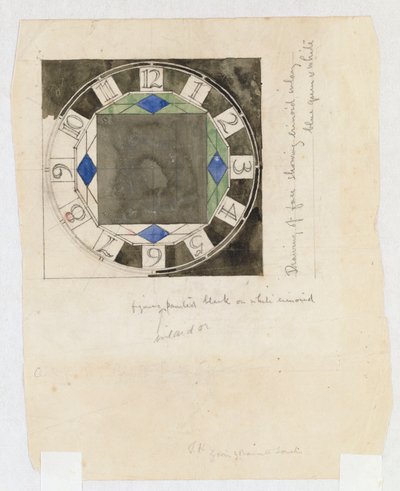 Design til en urskive, til W.J. Bassett-Lowke, 1917 af Charles Rennie Mackintosh