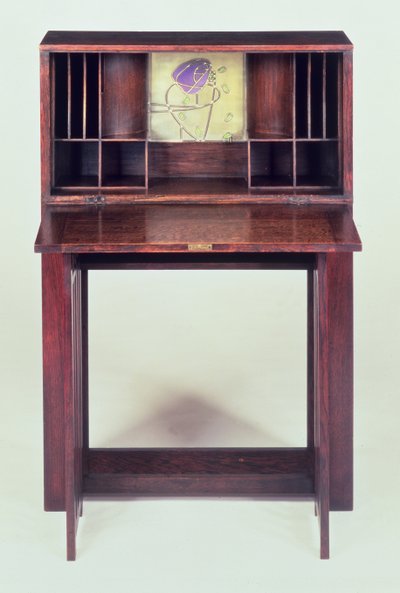 Skrivebord til det blå soveværelse i Houshill, 1904 (åbent, se 45594 for lukket) af Charles Rennie Mackintosh