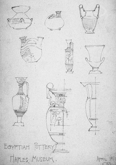 Egyptisk keramik, Napoli Museum, 1891 af Charles Rennie Mackintosh