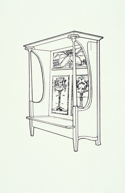 Stregtegning af møbler (et skab), ca. 1910 (blæk på papir) af Charles Rennie Mackintosh