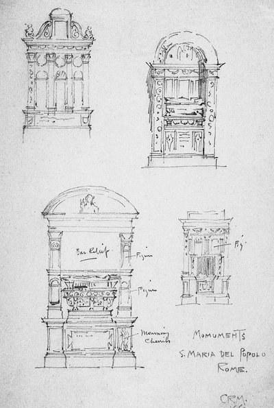 Monumenter, S. Maria del Popolo, Rom, 1891 af Charles Rennie Mackintosh