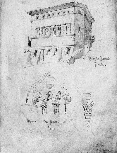 Palazzo Pollini og vindue i Palazzo Pubblico, Siena, 1891 af Charles Rennie Mackintosh