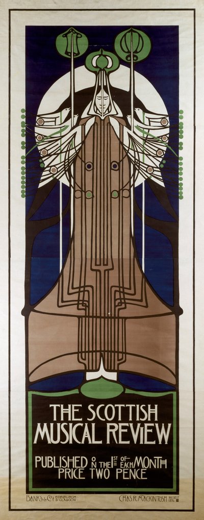 Plakat, der reklamerer for Scottish Musical Review af Charles Rennie Mackintosh