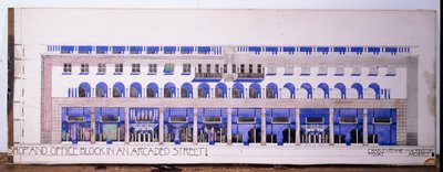 Previously unrecorded architectural drawings for a shop and arcaded street, c.1915dani af Charles Rennie Mackintosh