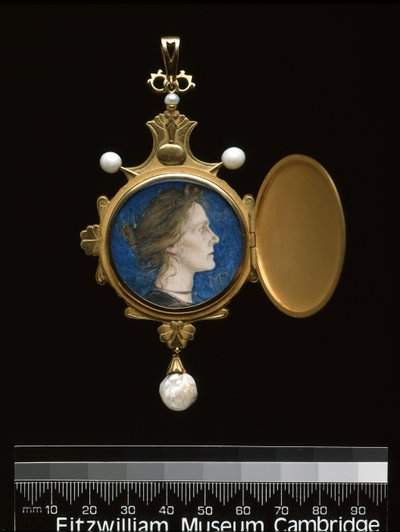 Vedhæng: Miss Edith Emma Cooper (1862-1913) 1901 (guld, emalje, perle & wc) af Charles Ricketts
