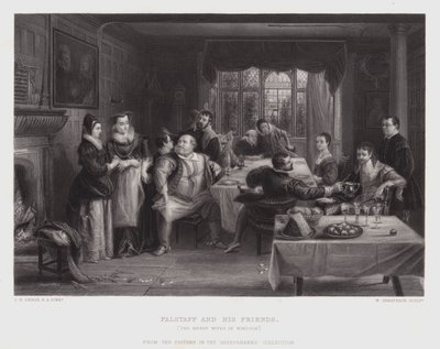 Falstaff og hans venner (gravering) af Charles Robert (after) Leslie