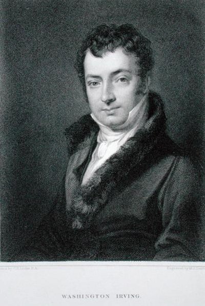 Washington Irving (1783-1859), graveret af Moseley Isaac Danforth (d.1862) (gravering) af Charles Robert (after) Leslie