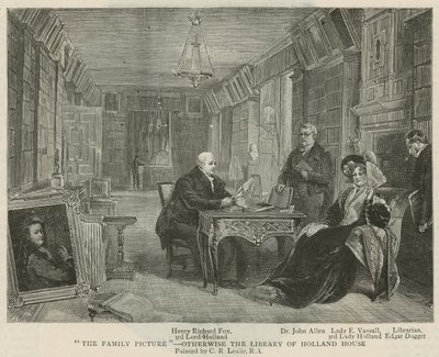 Familiebilledet - biblioteket i Holland House af Charles Robert Leslie