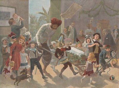 The Yule Log in India — Bringing in the Ice, fra The Graphic Christmas Numb..., 2. december 1889. af Charles Roberts