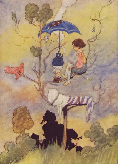 En gryde under opsyn koger aldrig (farvelitografi) af Charles Robinson