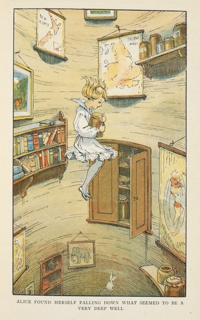 Alice faldt ned i noget, der så ud til at være en meget dyb brønd. af Charles Robinson